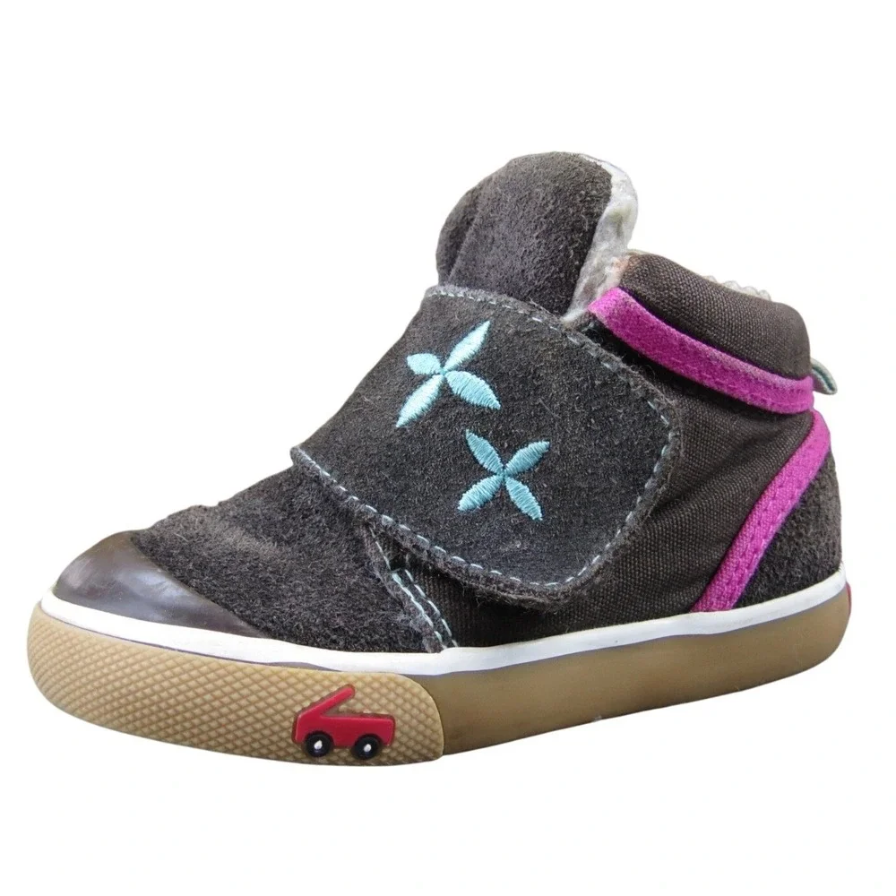 See Kai Run Toddlers' Brown Suede Canvas High-Top Sneakers Size 5 Floral Cozy
